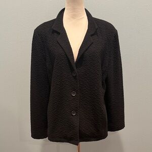 Eileen Fischer Black Textured Blazer XL